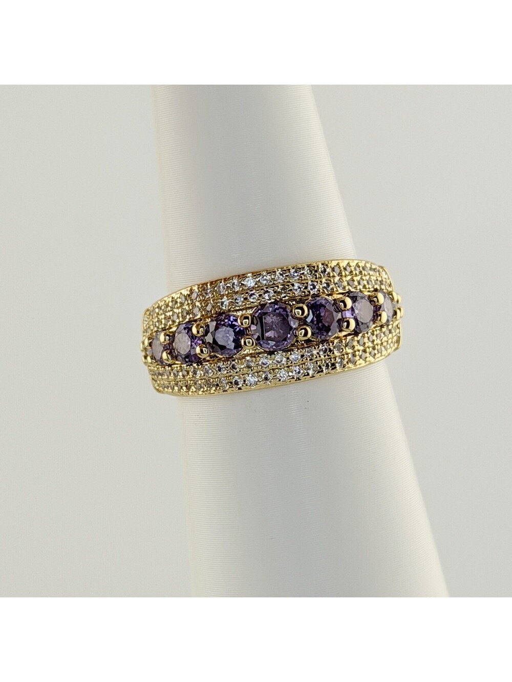 Bomb Party Ring Sz 8 "Field Of Dreams" Purple Topaz on Yellow Gold RG40467